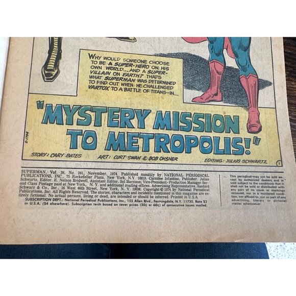 DC Comics Superman Comic Book Volume 36 No. 281 November 1974 Original Vintage - Picture 4 of 4